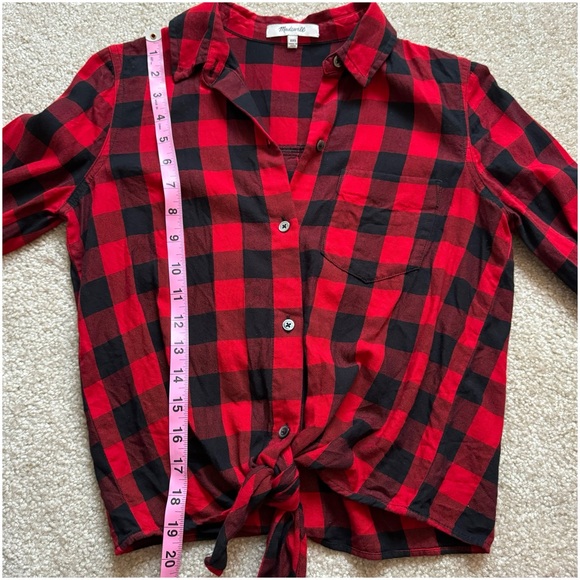 Madewell Flannel Tie-Front Shirt in Buffalo Check XXS - Picture 9 of 12